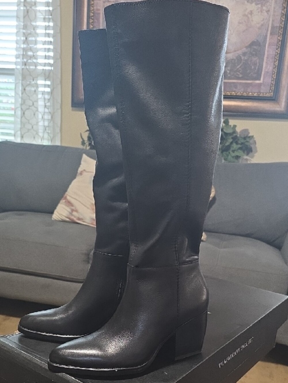 Naturalizer Black Over-the-Knee Leather Boots - Picture 2 of 4